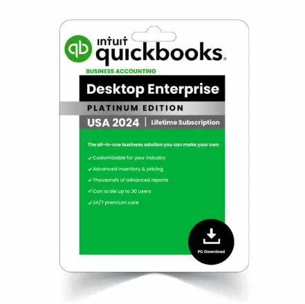 QuickBooks Desktop Enterprise 2024 platinum accounting software interface on desktop