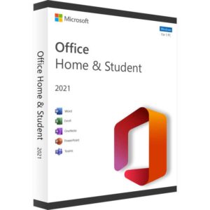 The official retail box for Microsoft Office 2021 Home & Student, a one-time purchase for 1 PC or Mac.