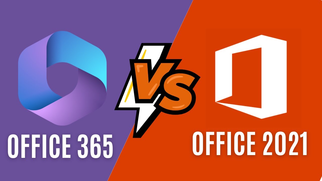 A hero image comparing Microsoft 365 vs Office 2021, illustrating the choice between a subscription and a perpetual lifetime license.