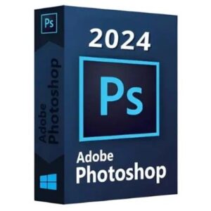 The official Adobe Photoshop 2024 software box or icon, for PC with a genuine lifetime license key.