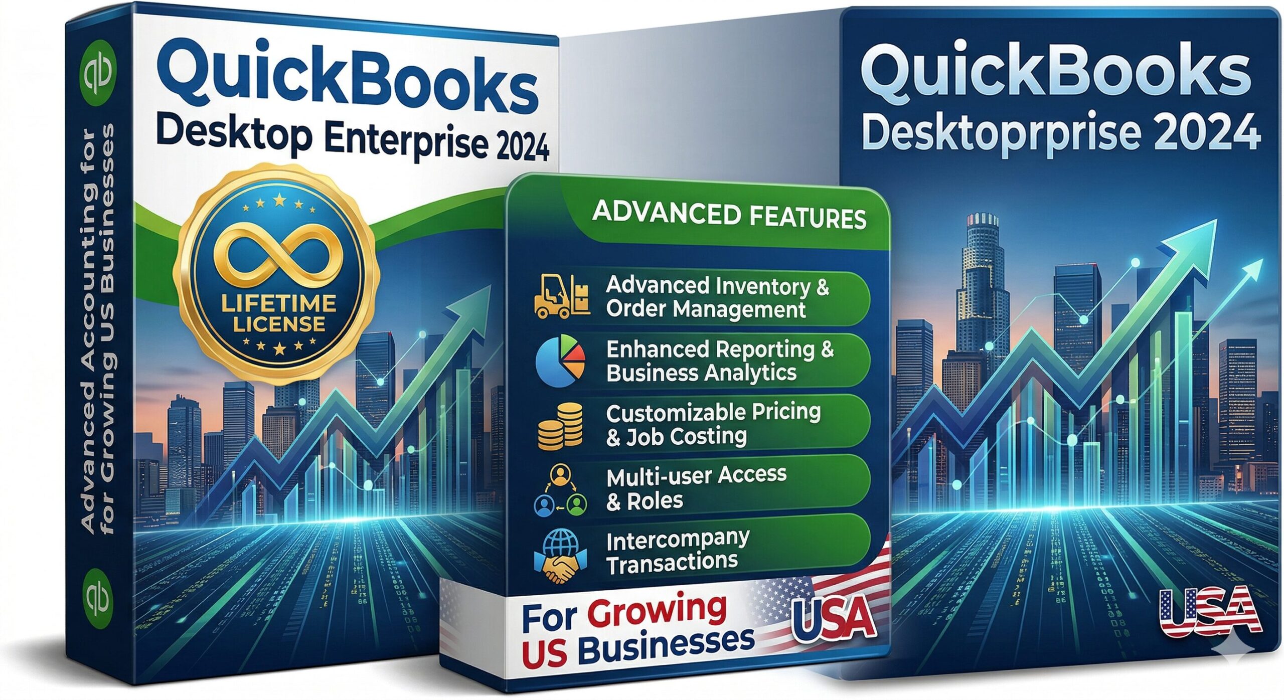 QuickBooks Desktop Enterprise 2024 lifetime license multi-user USA edition no subscription
