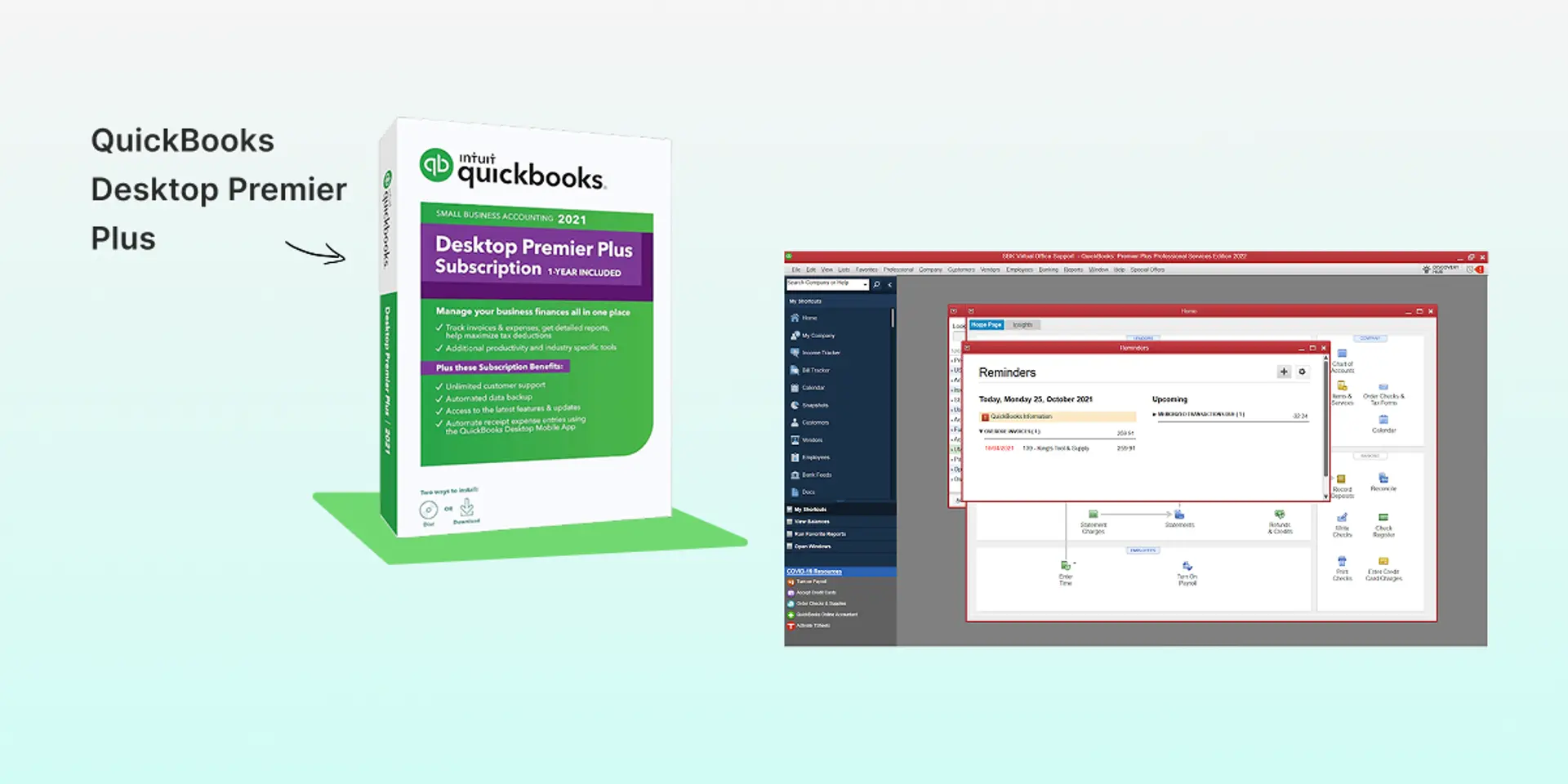 quickbooks desktop premier plus 2024 accounting software interface on desktop