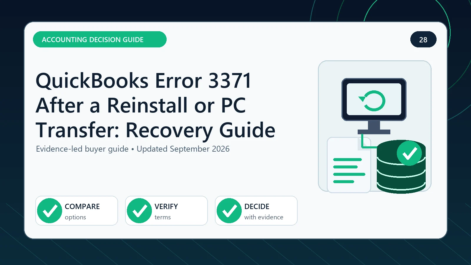 QuickBooks Error 3371 visual decision guide