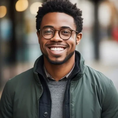 Happy millennial african american man in glasses portrait adult smile. Happy millennial african american man in glasses portrait adult smile.